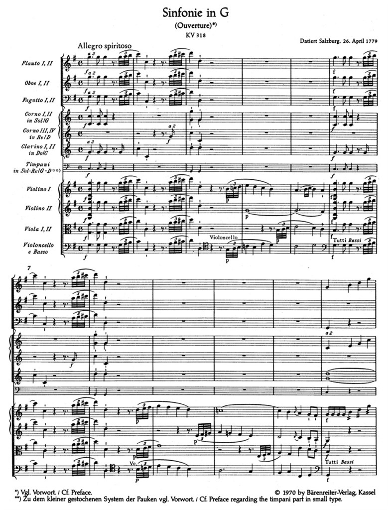 Symphony No. 32 G major KV 318